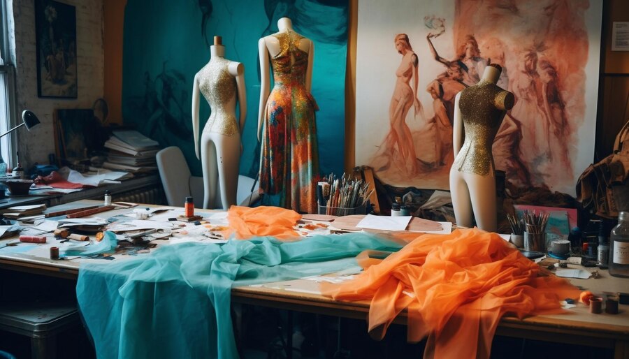 fashion-industry-professionals-skillfully-craft-elegant-garments-indoors-generated-by-ai_24640-88714